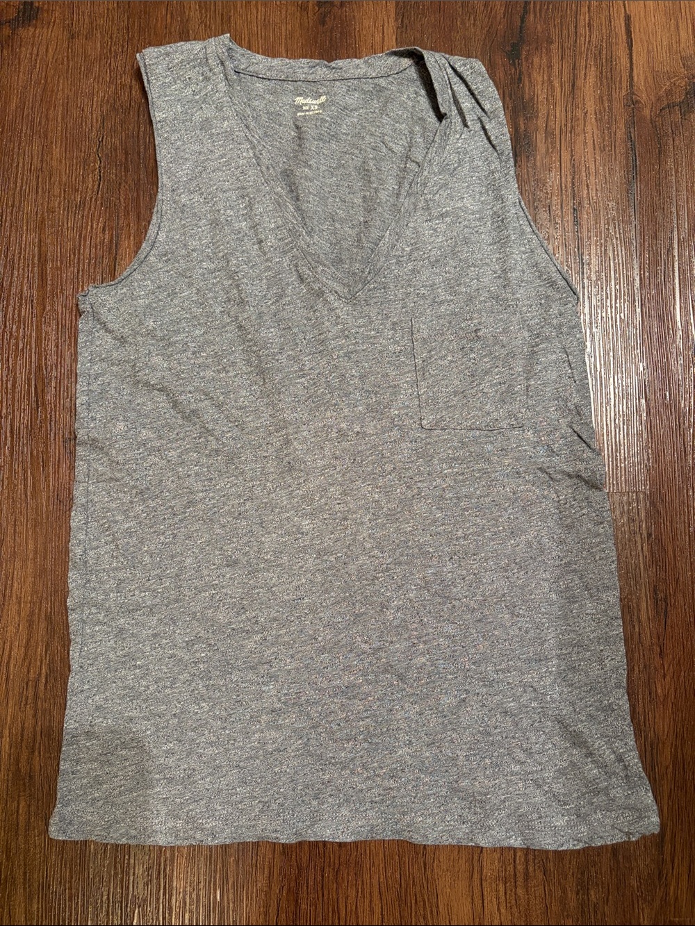 Madewell Whisper Tank Top gray V Neck Pocket Lightweight Womens XS EUC cotton